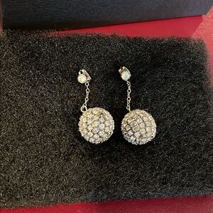 Rhinestone dangle ball earrings